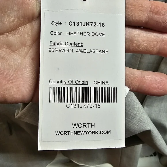 Worth NY Wool One Button Closure Heather Dove Gray Blazer Plus Size 16